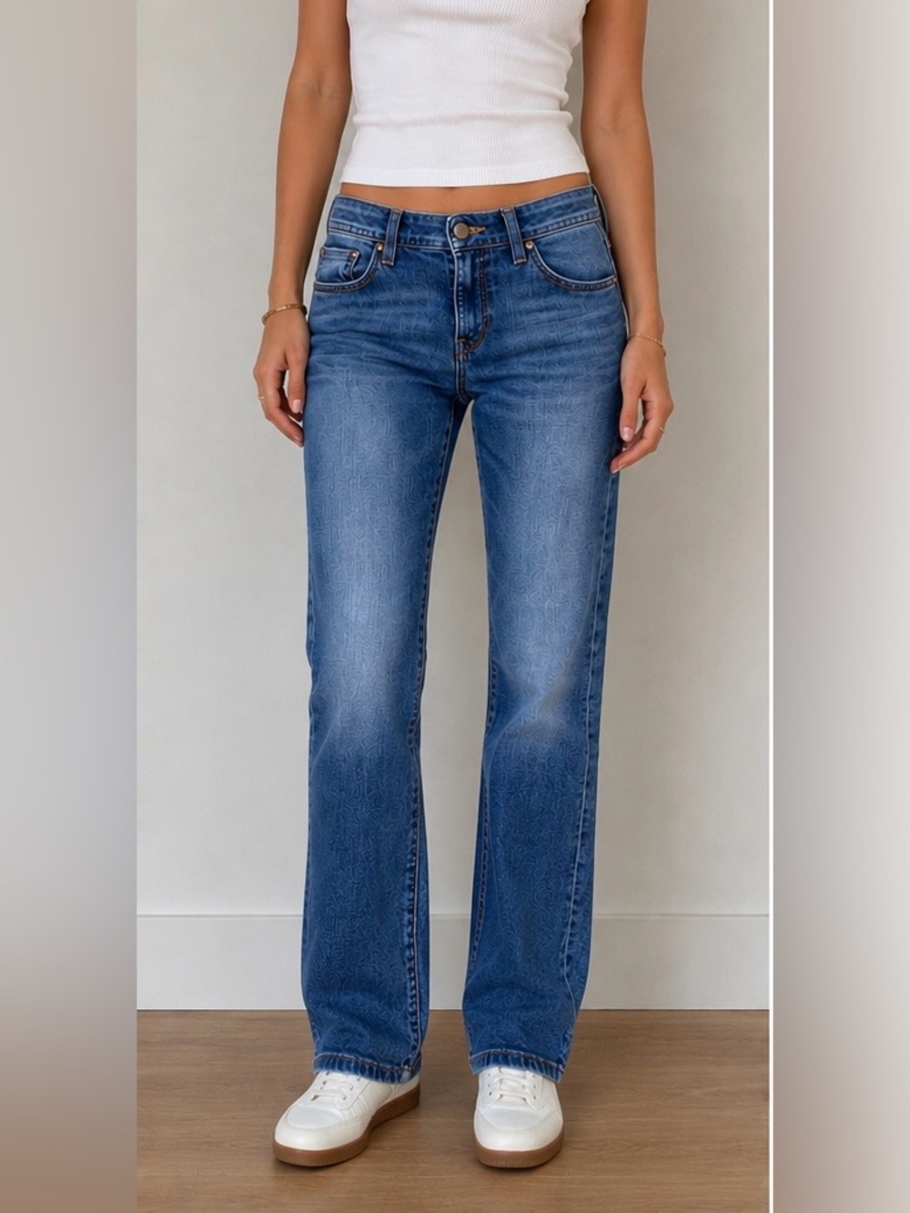 Pilcro and the Letterpress Straight-Leg Mid-Blue Jeans